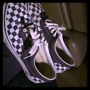 Checker board era vans navy blue